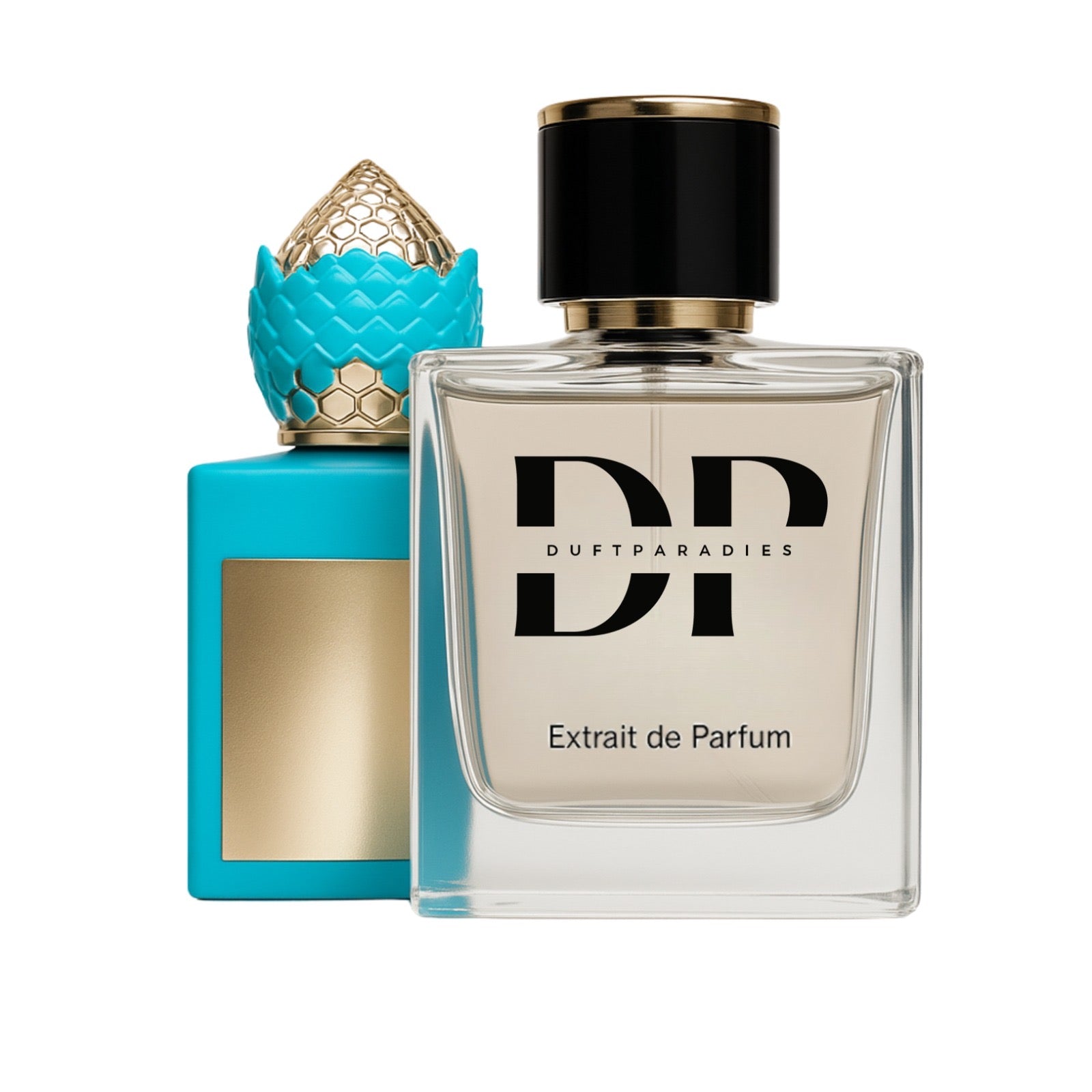 Duftparadies M317 God Fire Parfümflasche mit rotem Flammen-Design vor dunklem Hintergrund
