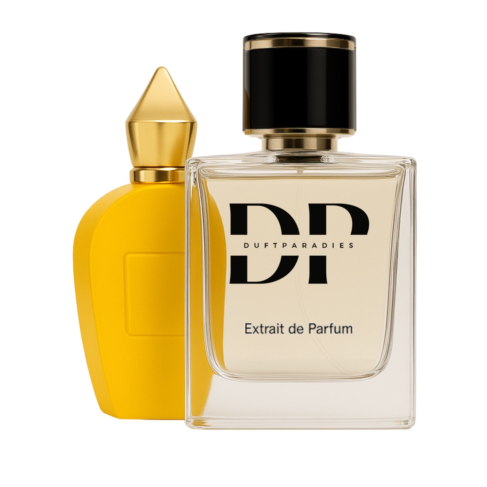 M36 Purba GOLD Duftparadies Flasche mit goldener Verpackung und eleganter Gestaltung, Parfümflasche auf weißem Hintergrund