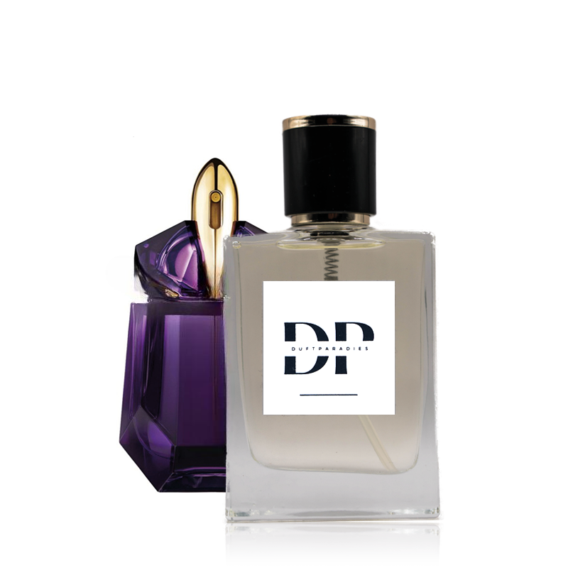 Duftparadies W11 Bad Alien Eau de Parfum Flasche mit silbernem Design und grüner Flüssigkeit, auf weißem Hintergrund.