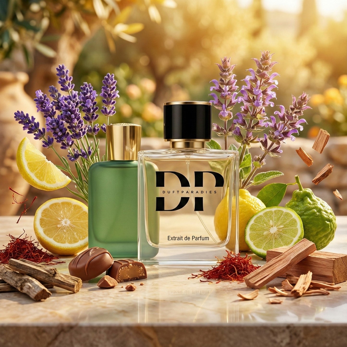 Duftparadies M332 Haltan Duftkerze in einer weißen Kerze auf einem stilvollen Kerzenständer.