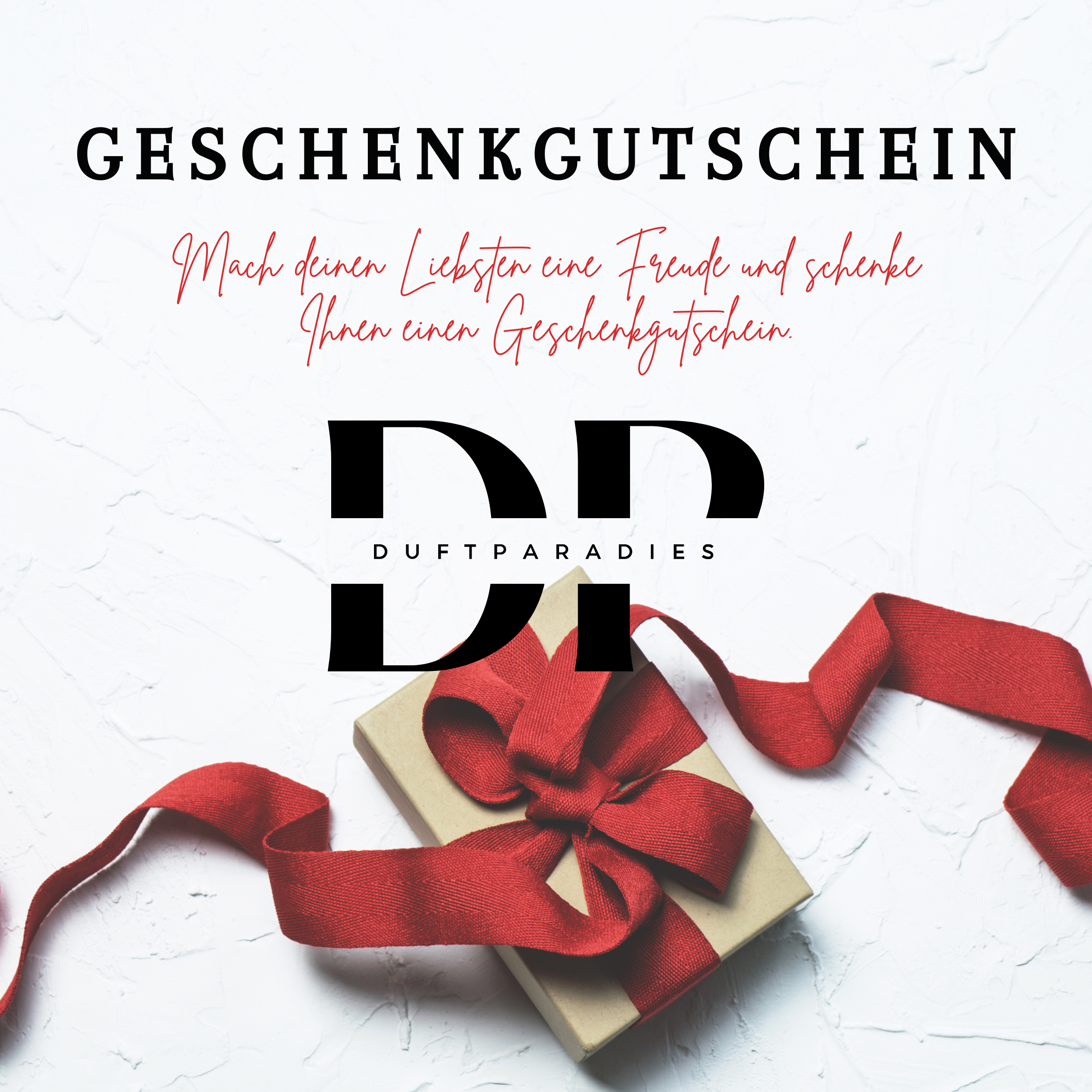 Geschenkgutschein von Duftparadies mit stilvollem Design, ideal als Geschenk für Duftliebhaber.