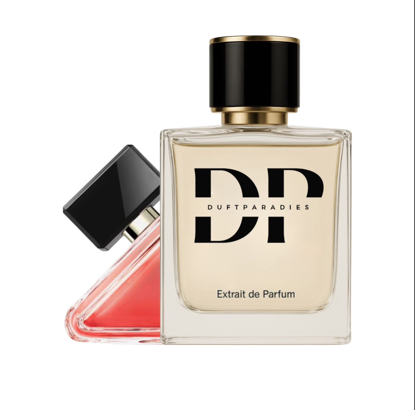 Duftparadies W200 Paradoxiya Intense Parfümflasche mit elegantem Design und goldfarbenem Verschluss, Nahaufnahme.