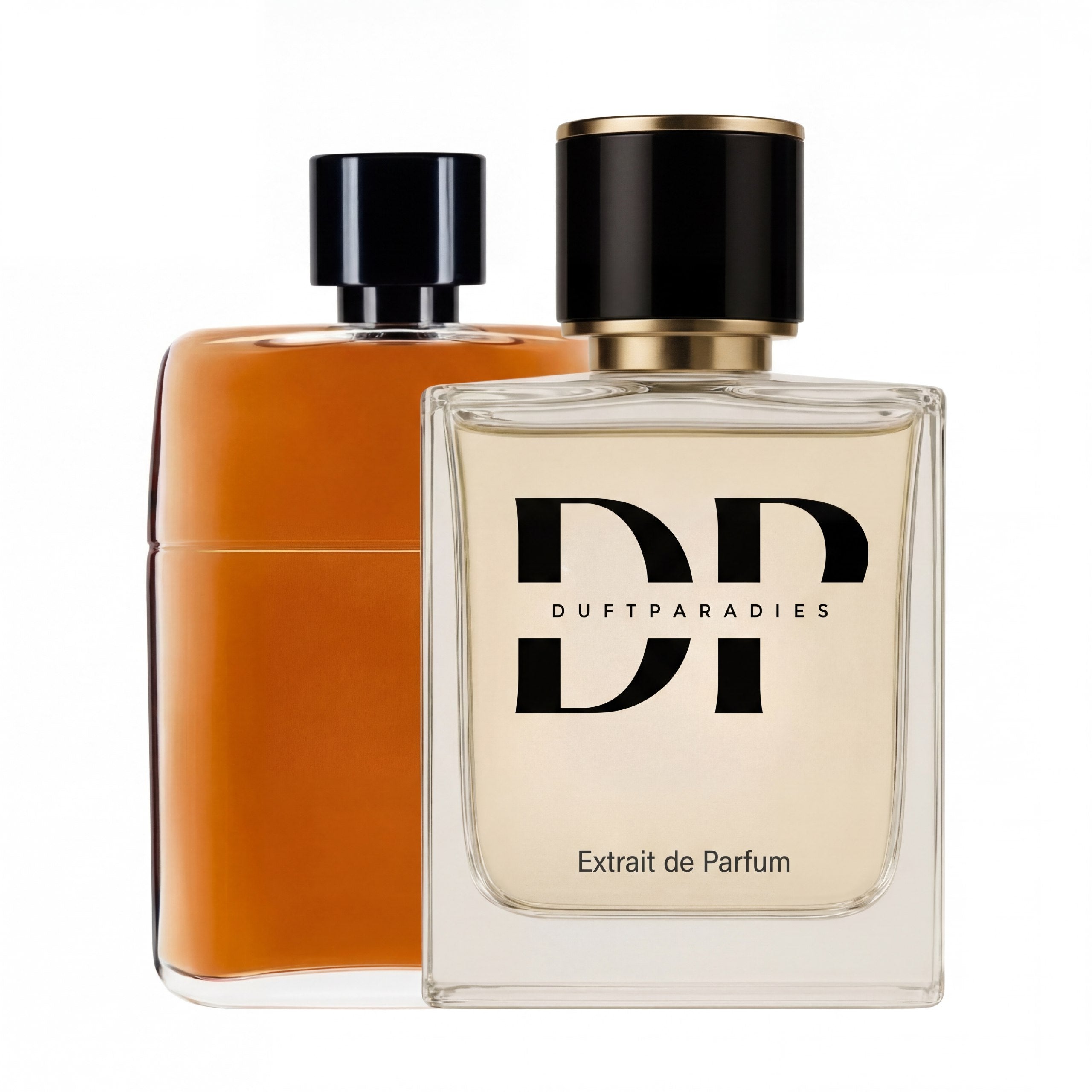 M347 Guil Absolut Duftparadies Flasche mit Parfüm, elegantes Design, sichtbarer Flakon vor neutralem Hintergrund