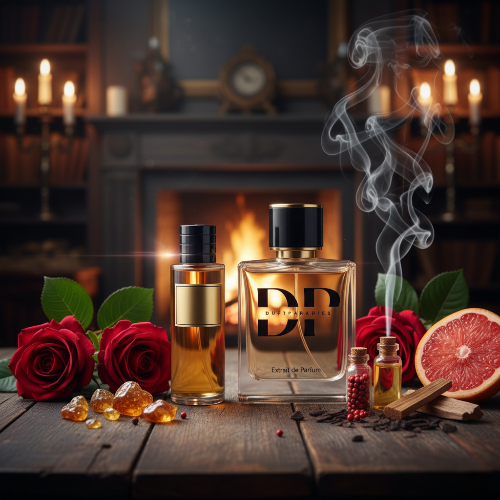 M83 Amber Night Duftparadies Flasche mit goldenem Parfüm, elegantes Design, Duft für Abend und besondere Anlässe