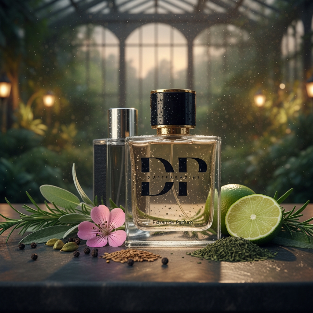 M92 Duftparadies Parfümflasche mit elegantem Design, sichtbarer Flakon und Verschluss, auf weißem Hintergrund.