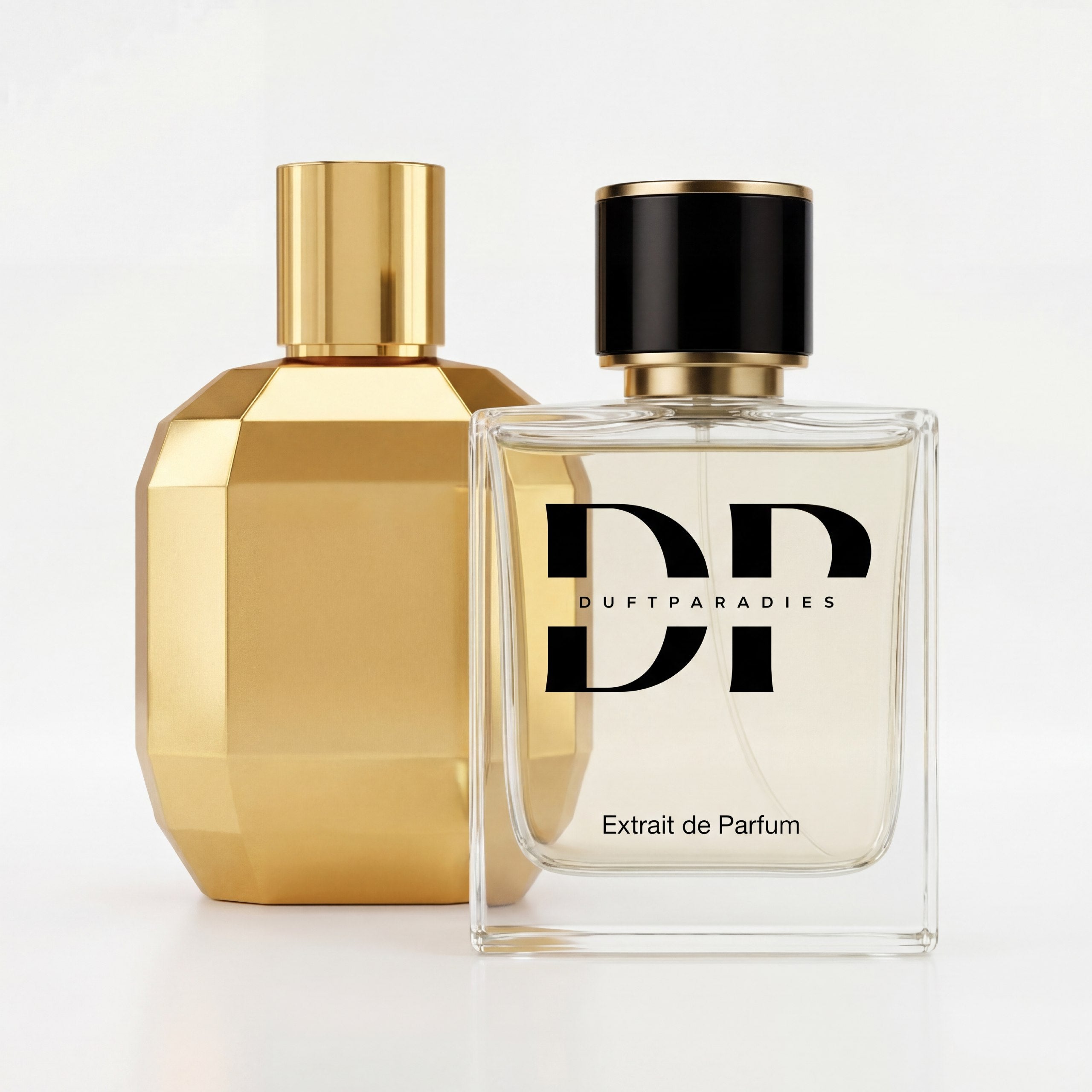 Duftparadies W210 Gold Duftflasche mit goldener Verpackung und eleganter Gestaltung, luxuriöser Raumduft oder Parfümflasche