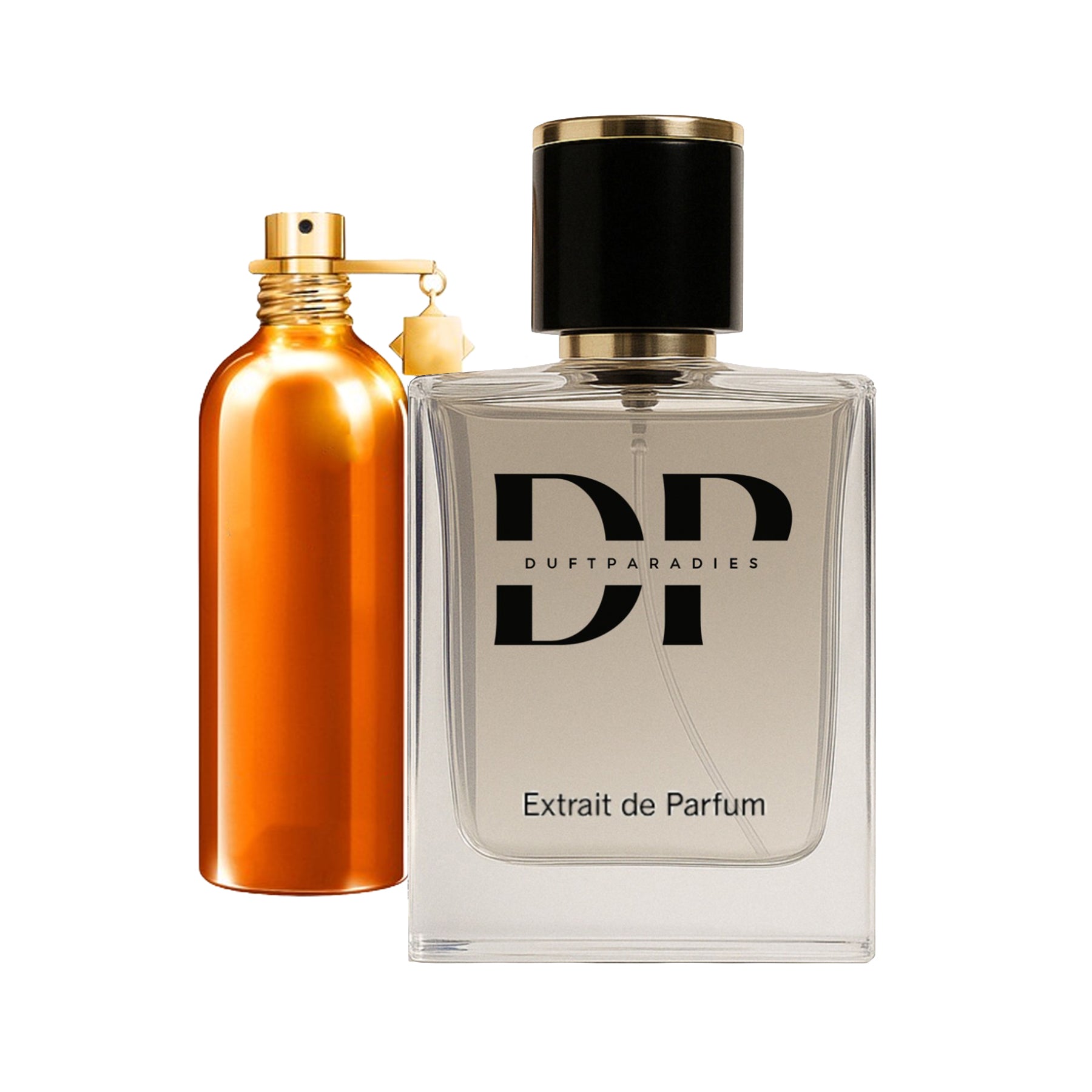 Duftparadies M168 Parfümflasche mit eleganter Gestaltung, klare Linien und stylisches Design, auf weißem Hintergrund.