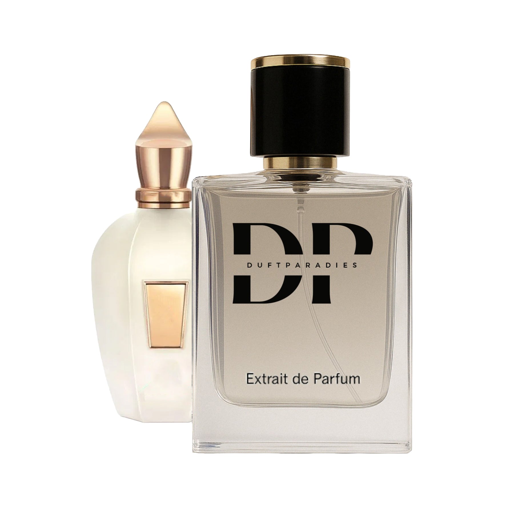 Duftparadies M195 Renaissance Parfümflasche mit elegantem Design, Glasbehälter und goldener Kappe für Damen und Herren.