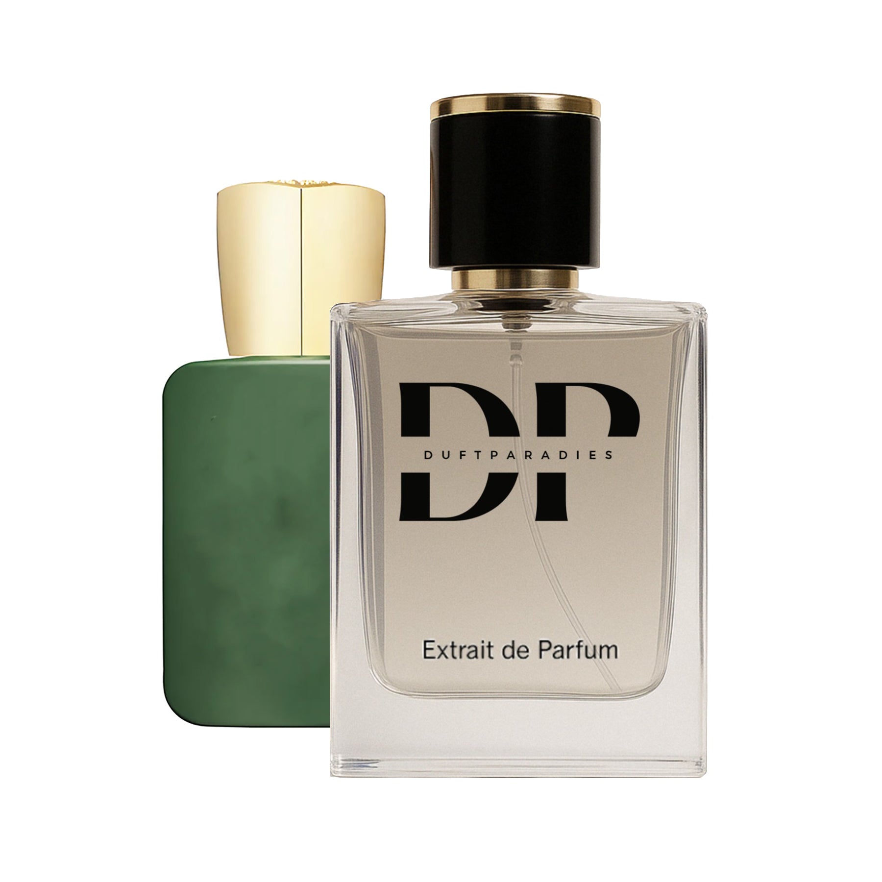 Duftparadies M332 Haltan Parfümflasche mit elegantem Design auf weißem Hintergrund