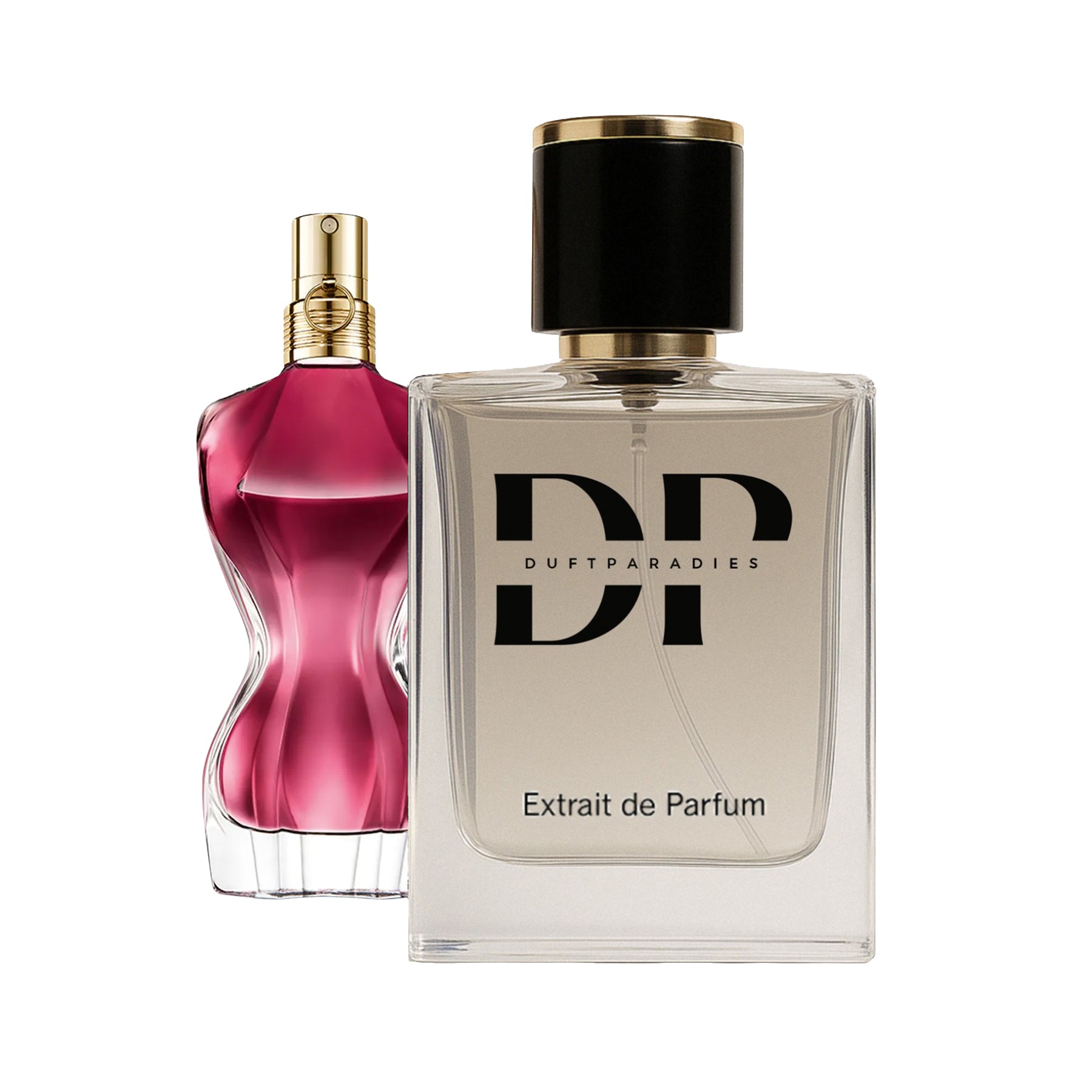 Dufparadies W42 Lady Bella Parfümflasche mit floral gestaltetem Design, elegante Verpackung, Duftparadies Markenlogo sichtbar