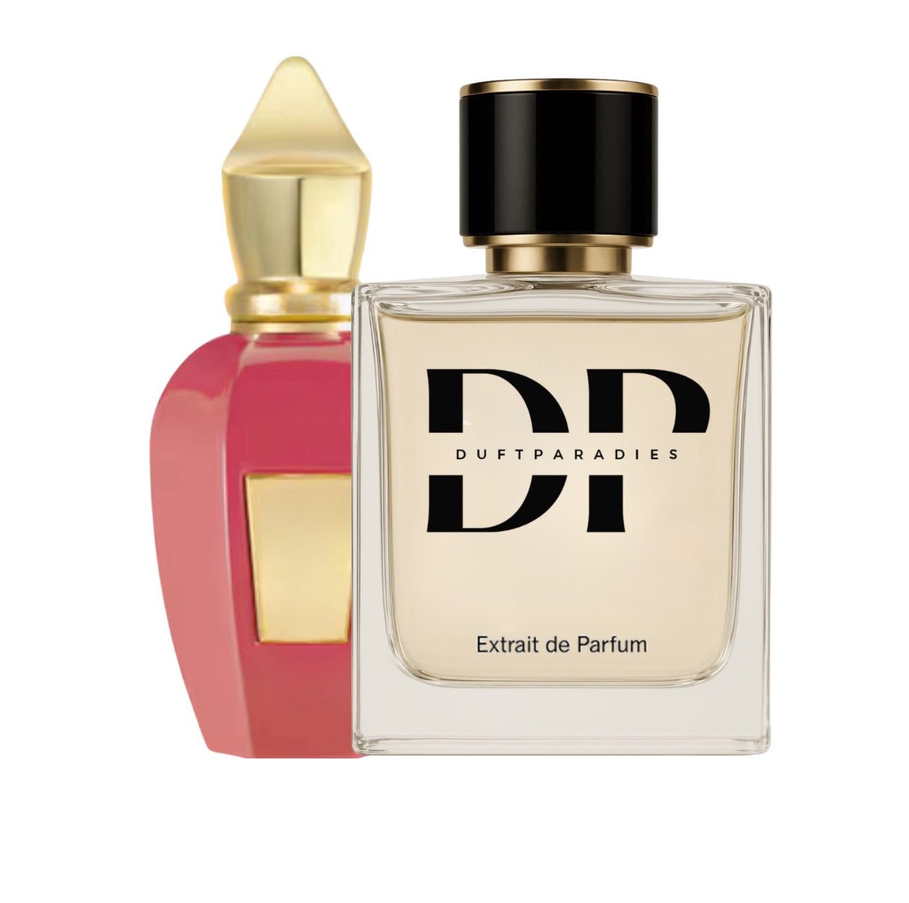Duftparadies M329 Coro Parfümflasche mit goldener Kappe und elegantem Design auf weißem Hintergrund