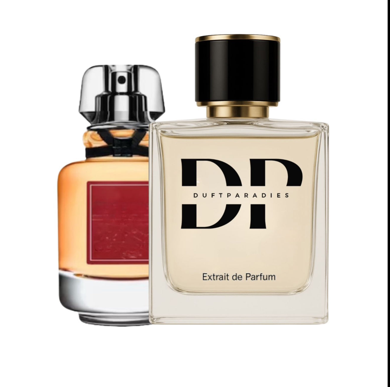 Dufparadies W197 Angel Rouge Parfümflasche mit rotem Duftverschluss und eleganter Verpackung, Nahaufnahme.