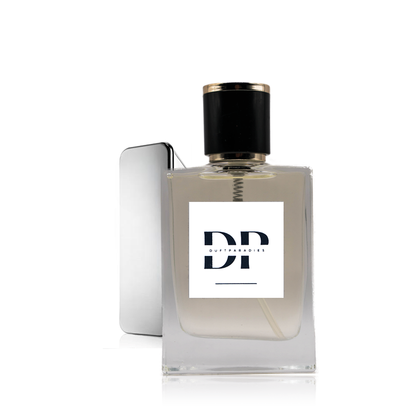 Duftparadies M100 Flasche mit Parfüm, klare Glasflasche mit goldener Kappe, elegantes Duftparfüm-Design