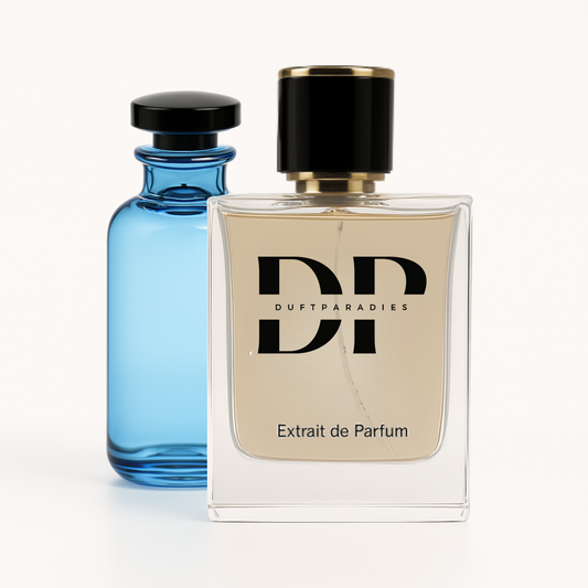 M184 Swim by Duftparadies featuring a vibrant swimwear design in a sunny outdoor setting.