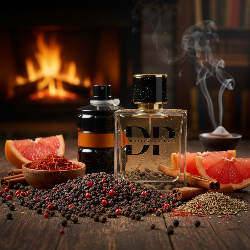 Duftzwilling M278 Extreme von Duftparadies mit 40% Duftöl, zeigt die Flasche mit orangefarbenem Etikett und schwarzem Verschluss.