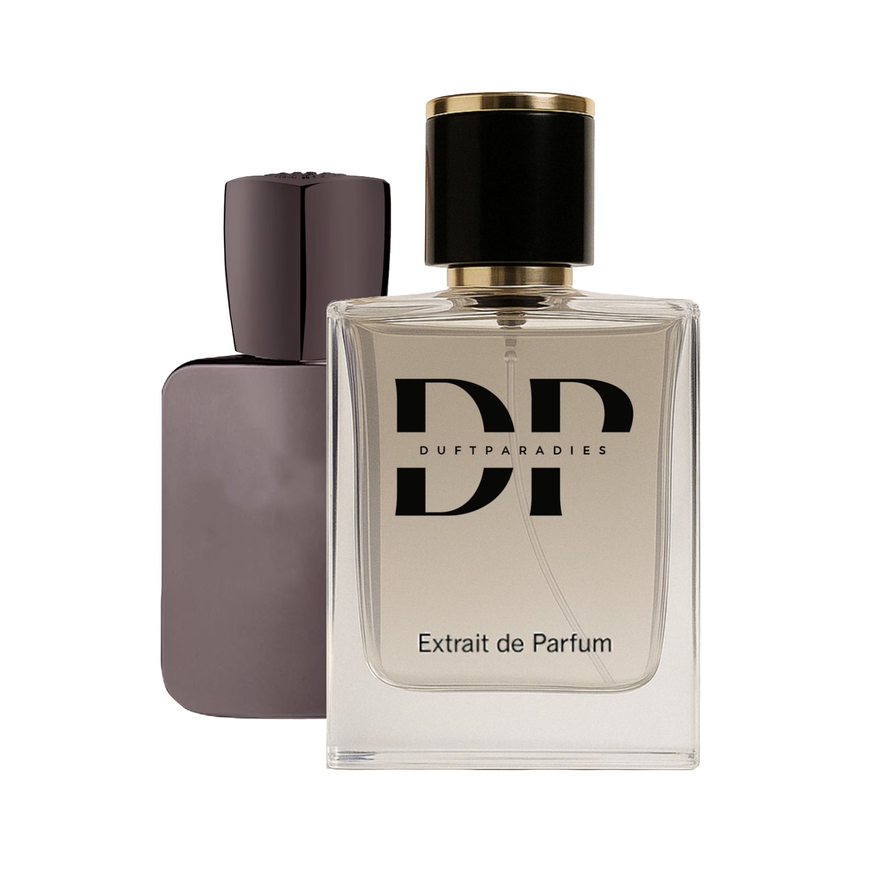 Duftparadies M253 Herod Parfümflasche mit goldenem Deckel und eleganter Verpackung, luxuriöse Duftkomposition sichtbar