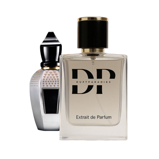 Close-up of Iommi's M286 fragrance bottle by Die besten Duftzwillinge, featuring a sleek design and vibrant label.